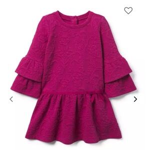 Janie and Jack ruffle sleeve jacquard fuschia pink EUC size 18-24 months